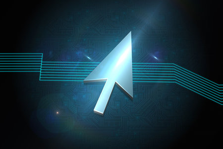 Shiny arrow on black backgroundの写真素材