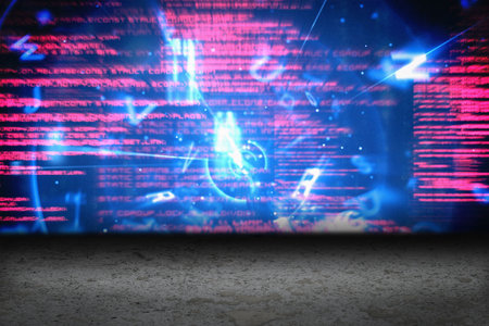 Digitally generated Glowing data interface in desert setting