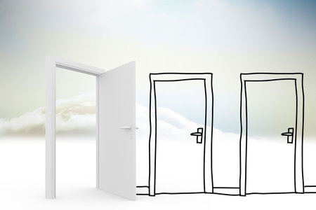 Doodle doors in the cloudsの写真素材