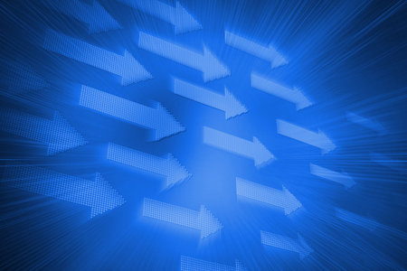 Digitally generated futuristic blue arrowsの写真素材