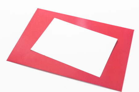 Close up of envelope against white backgroundの写真素材