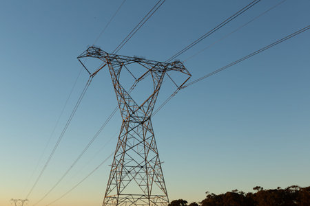 The evening electricity pylon silhouette