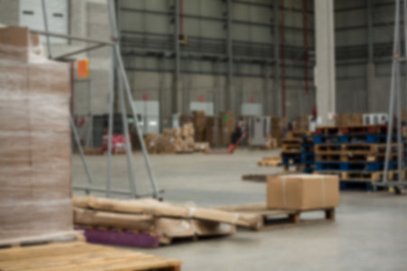 Packed boxes in warehouseの写真素材