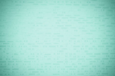 Light teal painted brick wall is being shown in flat design style, featuring mortar line pattern....