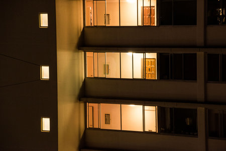 Full frame shot of illuminated building at night