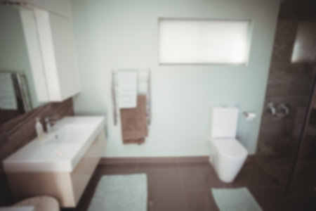 High angle interior of modern domestic bathroomの写真素材