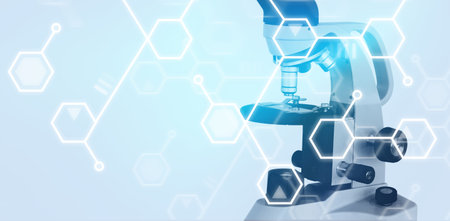 Microscope in laboratory