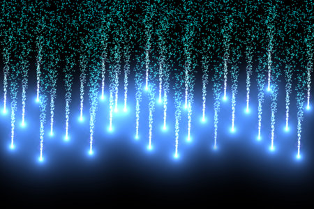 Digitally generated bright firework design in blue