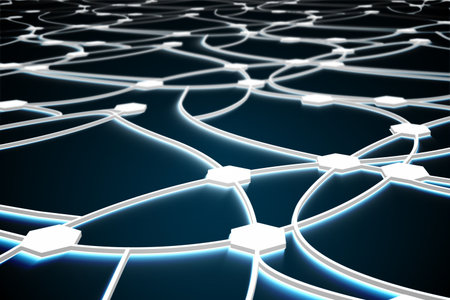 Shiny lines with dots on black background