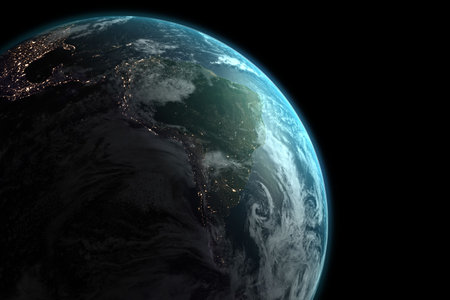 Planet earth over black backgroundの写真素材