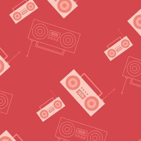 Image of radio icons over red background. Colour, pattern and communication concept digitally generated image.の写真素材