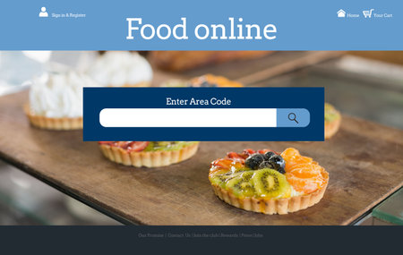 showing page featuring nav bars search bar wooden board with fruit tart topping kiwi orange berries. Minimalist, vibrant, appetizing, modern, gourmet, culinary, fruitの写真素材