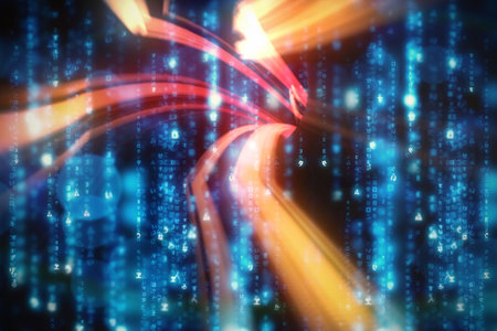 Close-up of computer wallpaper showing orange lines