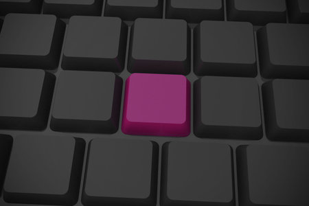 Digitally generated black keyboard with purple key