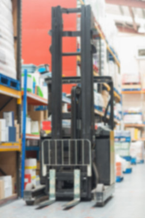 Forklift in distribution warehouseの写真素材