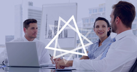 Animation of changing numbers with multiple graphs and map over blue backgroundの写真素材