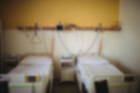 Blurry empty hospital room with bedの写真素材