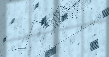 Projecting data visualization on office blinds with segments, blocks, characters and grid markers....