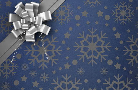 Digitally generated Christmas wrapping paper with bowの写真素材