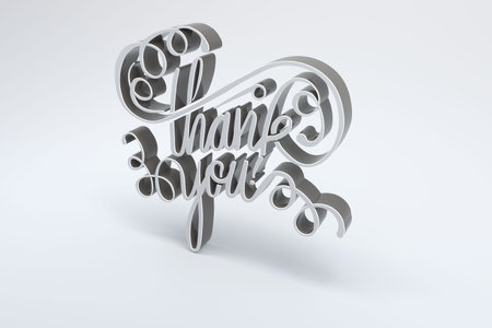 Illustration of thank you text against gray backgroundの写真素材