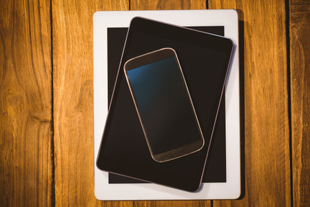 Technology on desk with copy spaceの写真素材