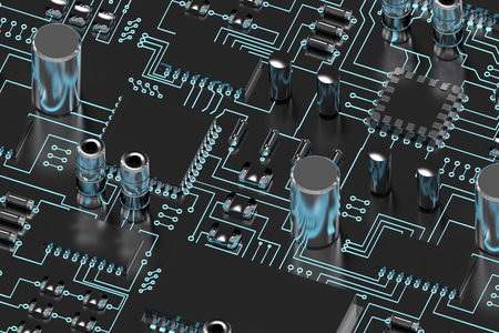High angle view of circuit board