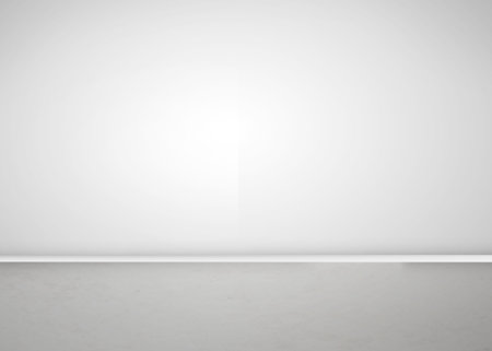 empty room corner is being shown in flat design featuring white gradient wall meeting gray floor. Minimalist, modern, clean, sleek, contemporary, neutral, subtleの写真素材