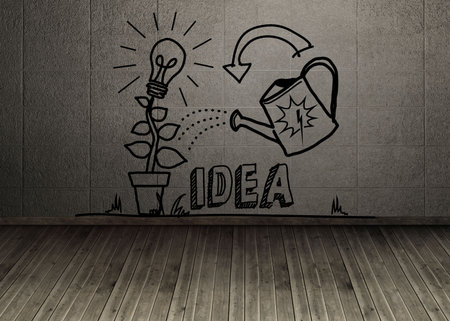 Growning idea graphic in dark roomの写真素材