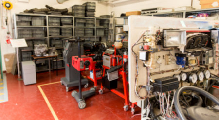 Industrial equipments by shelf in factory