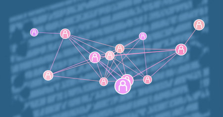 Displaying connected user nodes and edges forming network graph on dashboard, with blurred code....