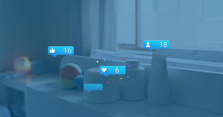 Featuring three gray jars and pitcher sitting on room shelf, with fabric ball, candle, social icons....