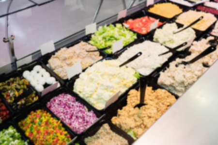 Variety of food for sale at supermarketの写真素材