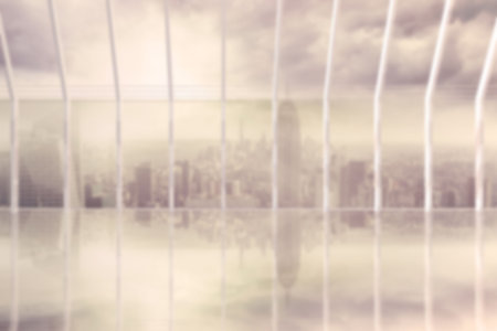 Computer generated architectural features against cityscape