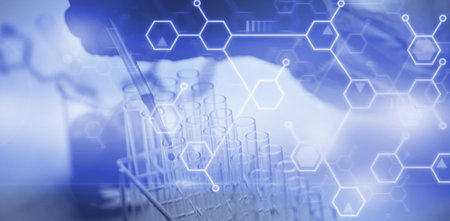 Scientist making extraction in laboratoryの写真素材