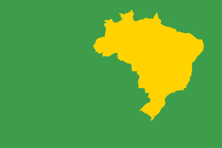 Yellow brazil outline on greenの写真素材