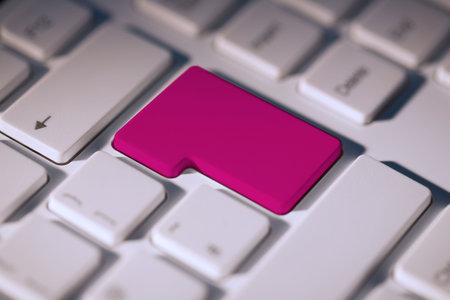 Digitally generated Pink enter key on keyboard
