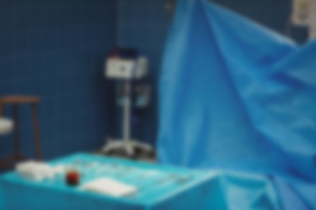 Surgical tools on the table in operation room at the hospitalの写真素材