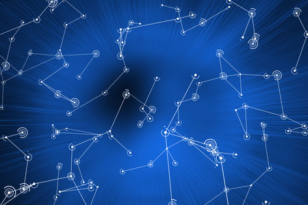 Shiny futuristic connections on blue background