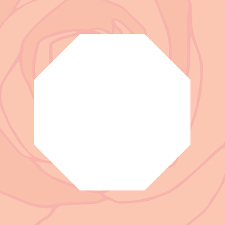 Square image of pink patterned border around central hexagonal white copy space. Colour, pattern and communication background template concept digitally generated image.の写真素材