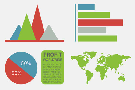 Computer generated image of graphs and map with text against white backgroundの写真素材