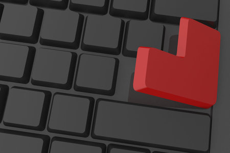 Digitally generated red enter button on keyboard