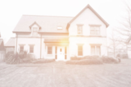 Front of house with bright lightの写真素材