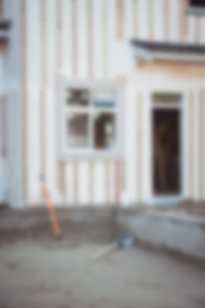 Close up of house in construction siteの写真素材