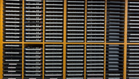 Close-up of servers at office