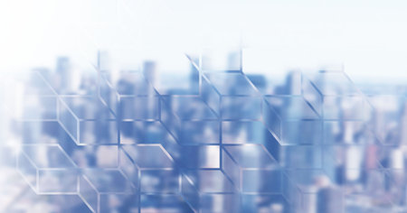 Digital composite image of modern cityscape