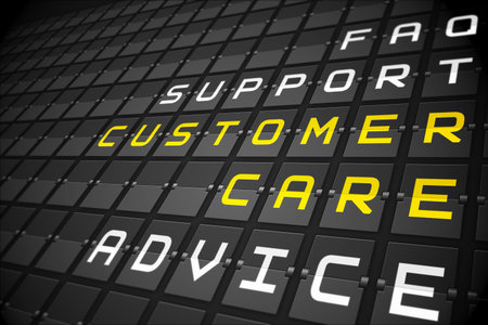 Customer care buzzwords on digitally generated black mechanical boardの写真素材