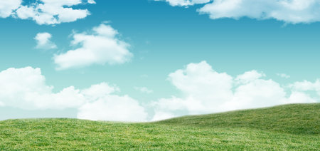 Blue sky over green field