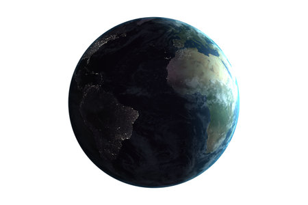 Satellite view of planet earth against white backgroundの写真素材