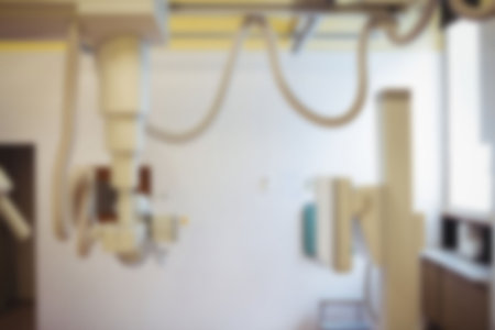 Blurry view of operating room with surgical equipment in hospitalの写真素材