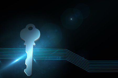 Glowing key on black background